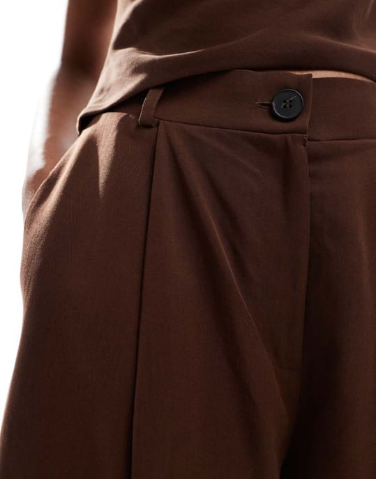 ASOS DESIGN lyocell wide leg dad trouser in chocolate co ord - Image 2
