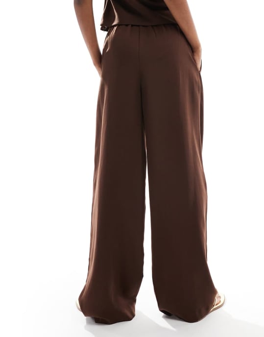 ASOS DESIGN lyocell wide leg dad trouser in chocolate co ord - Image 3