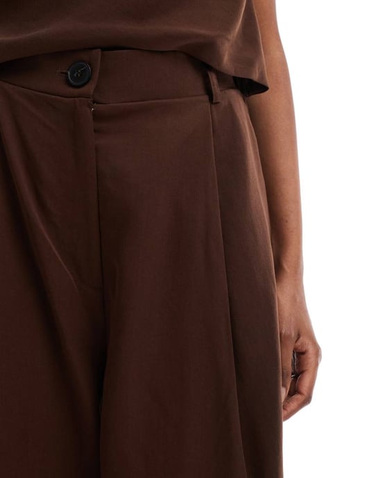 ASOS DESIGN lyocell wide leg dad trouser in chocolate co ord - Image 4