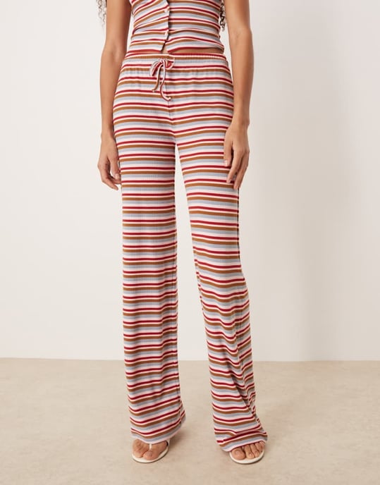 ASOS DESIGN wide leg trouser co-ord in pink stripe - Image 3