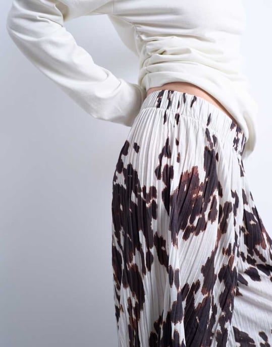 Topshop crinkle wide leg trousers in cow print - Image 2