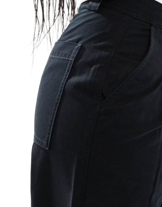 ASOS DESIGN brushed wide leg turn up ankle grazer in black - Image 4