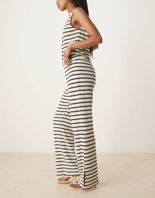 Nobody's Child textured stripe wide leg trousers co-ord in mono - Image 2