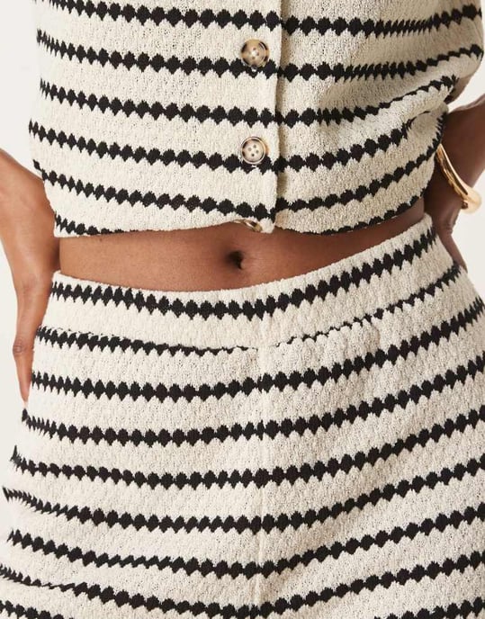 Nobody's Child textured stripe wide leg trousers co-ord in mono - Image 3