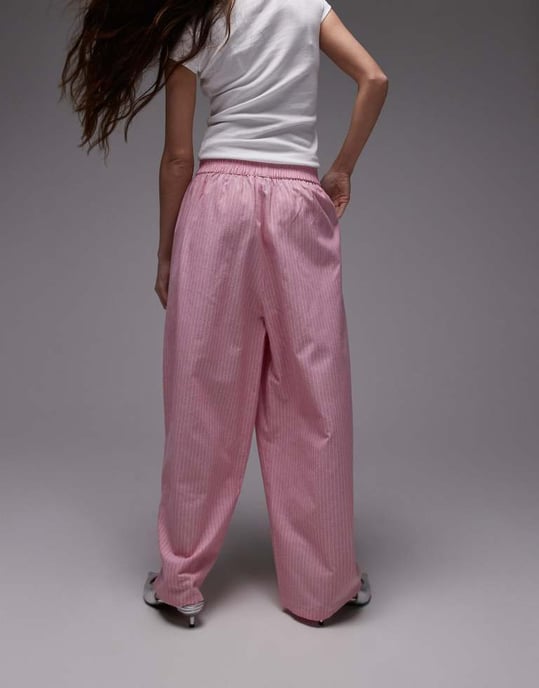 Topshop poplin pull on stripe wide leg trouser - Image 3
