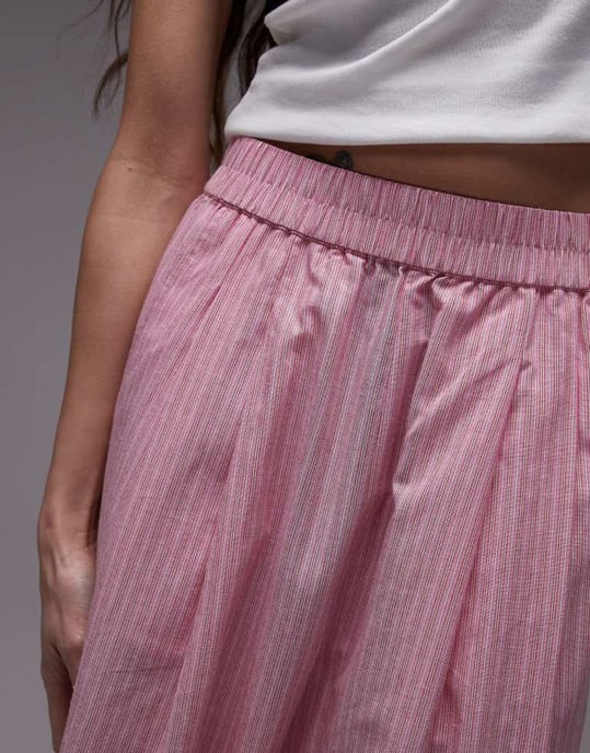 Topshop poplin pull on stripe wide leg trouser - Image 4
