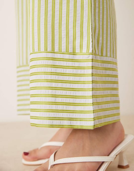 Sister Jane wide leg stripe trouser co-ord in green - Image 2
