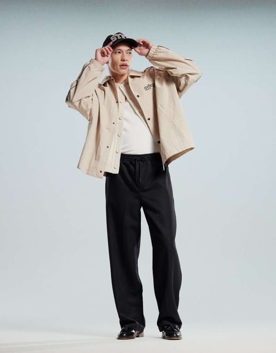 ASOS DESIGN pull on smart wide leg trousers in black - Image 1
