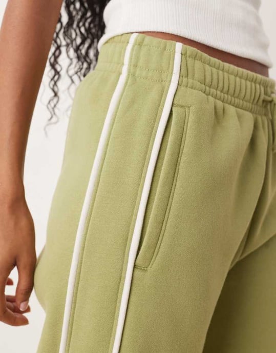 Abercrombie & Fitch mid rise wide leg jogger in sage green - Image 4