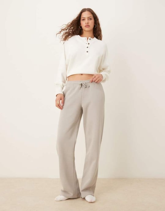 Gina Tricot straight leg joggers in light grey - Image 1