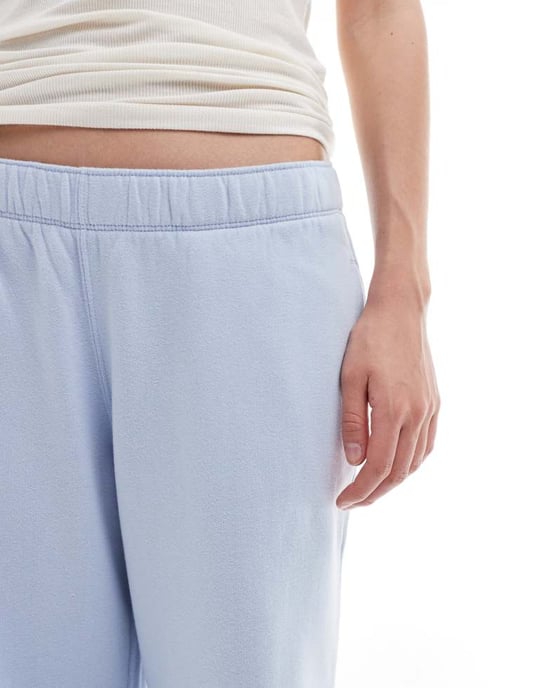 Hollister mid rise wide leg graphic joggers in baby blue - Image 3