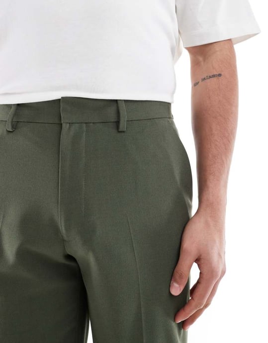 ASOS DESIGN straight leg suit trousers in dark green - Image 3