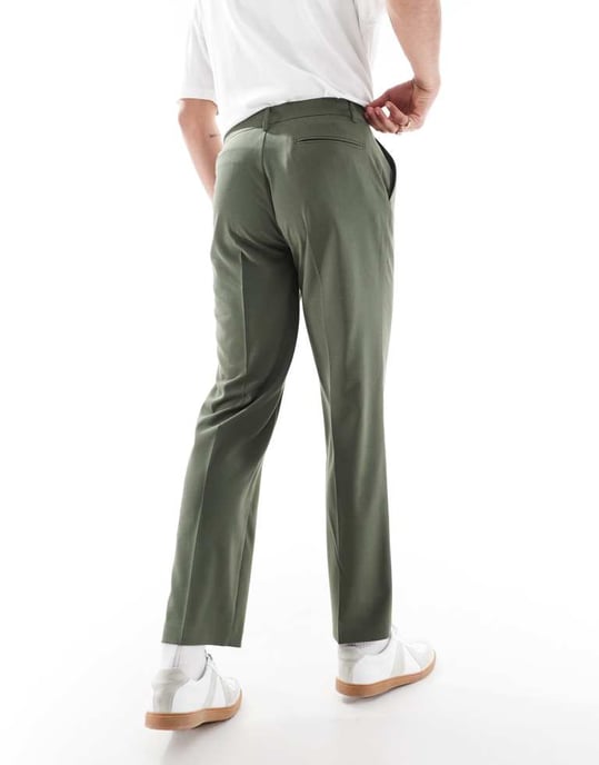 ASOS DESIGN straight leg suit trousers in dark green - Image 4