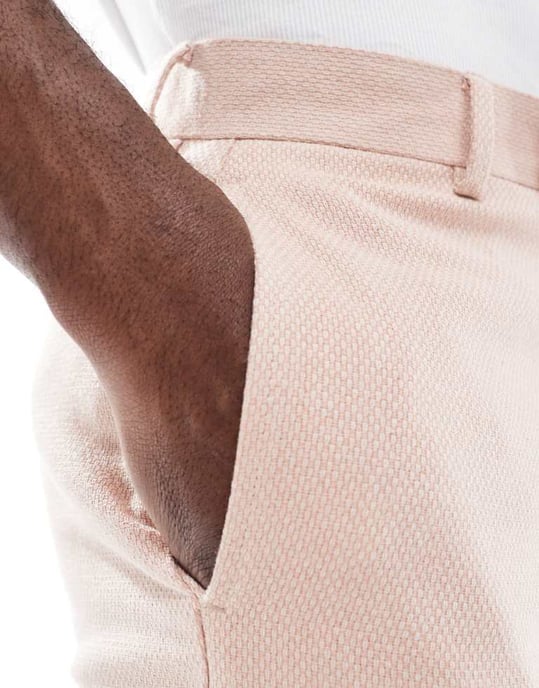 ASOS DESIGN straight leg suit trousers with wool in light pink - Image 3