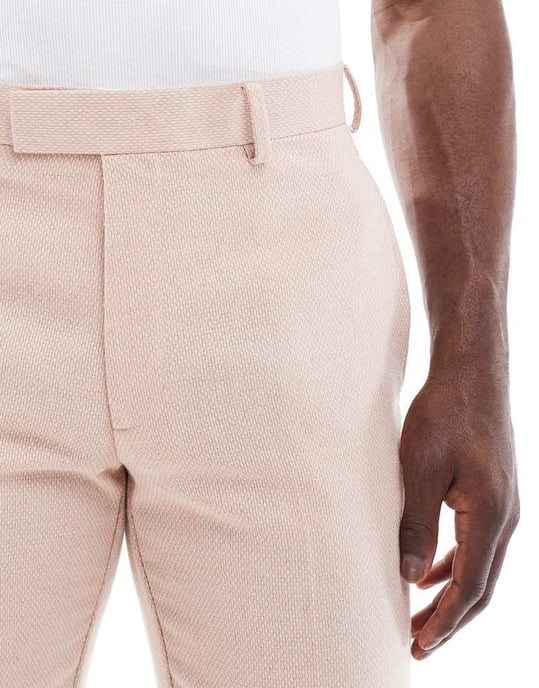 ASOS DESIGN straight leg suit trousers with wool in light pink - Image 4