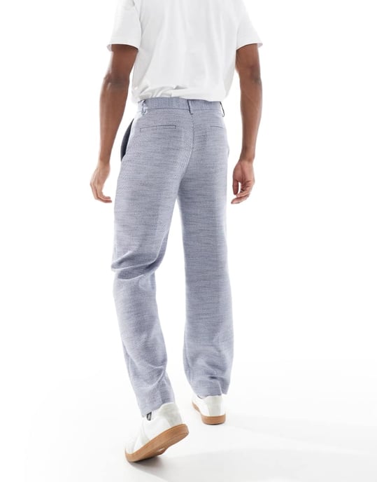 ASOS DESIGN straight leg suit trousers in blue texture - Image 2