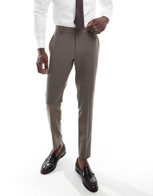ASOS DESIGN skinny suit trousers in mink brown - Image 3