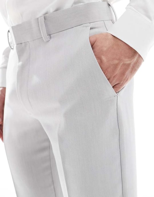 ASOS DESIGN skinny suit trousers in light grey microtexture - Image 3