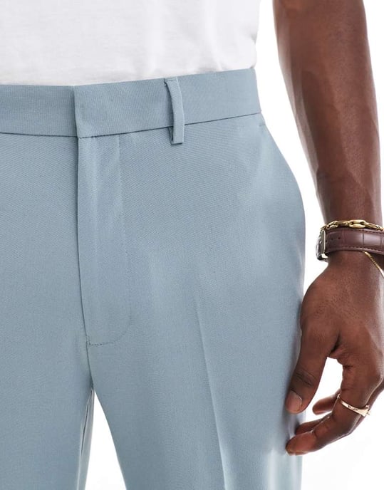 ASOS DESIGN straight suit trousers in light blue - Image 2
