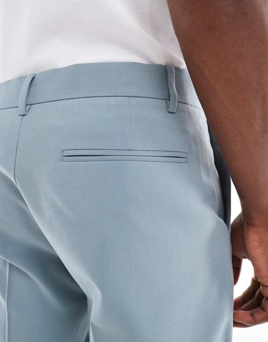 ASOS DESIGN straight suit trousers in light blue - Image 4