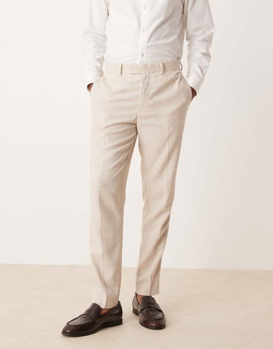 ASOS DESIGN tapered linen blend suit trousers - Image 2