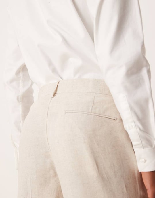 ASOS DESIGN tapered linen blend suit trousers - Image 3