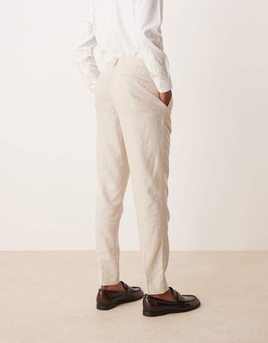 ASOS DESIGN tapered linen blend suit trousers - Image 4