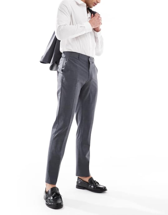 ASOS DESIGN washable slim suit trousers with lightweight worsted wool in charcoal - Image 1