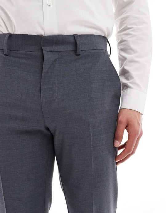 ASOS DESIGN washable slim suit trousers with lightweight worsted wool in charcoal - Image 4