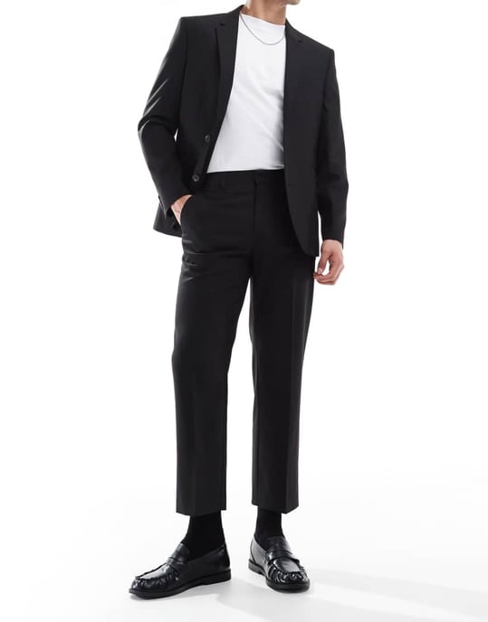 ASOS DESIGN straight cropped length suit trousers in black - Image 2