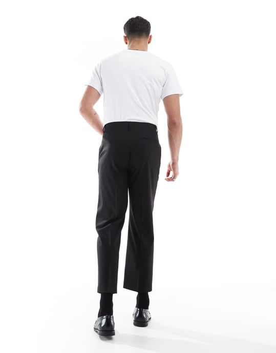 ASOS DESIGN straight cropped length suit trousers in black - Image 4