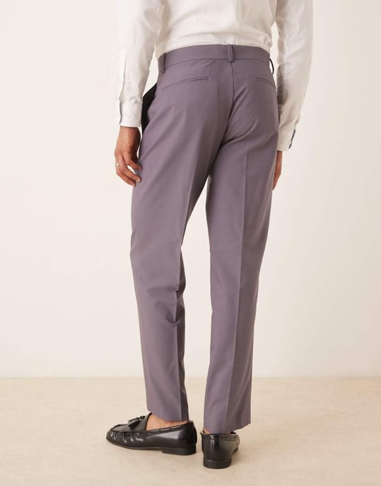 ASOS DESIGN straight leg suit trousers in purple - Image 4