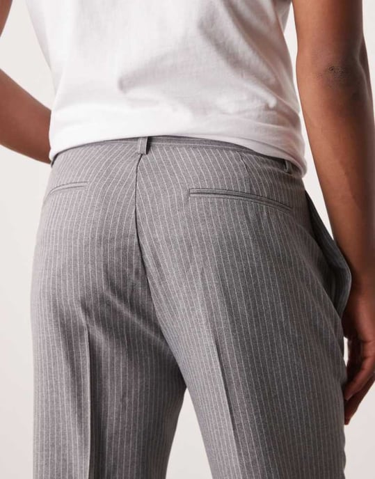 ASOS DESIGN tapered suit trousers in grey pinstripe - Image 3