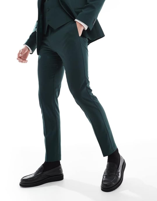 ASOS DESIGN skinny suit trousers in dark green - Image 2