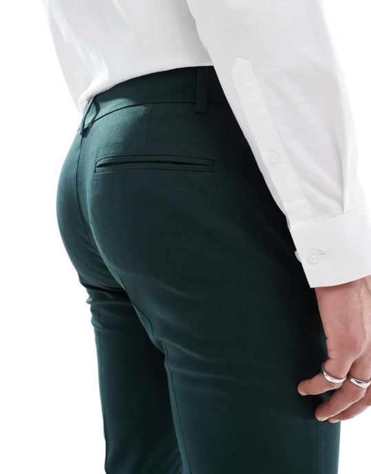 ASOS DESIGN skinny suit trousers in dark green - Image 3