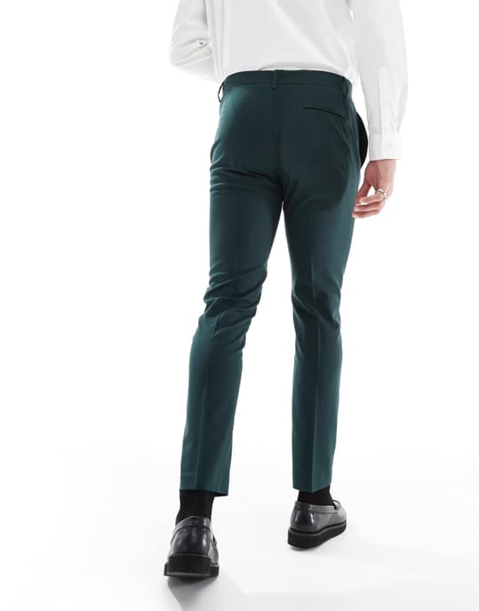 ASOS DESIGN skinny suit trousers in dark green - Image 4