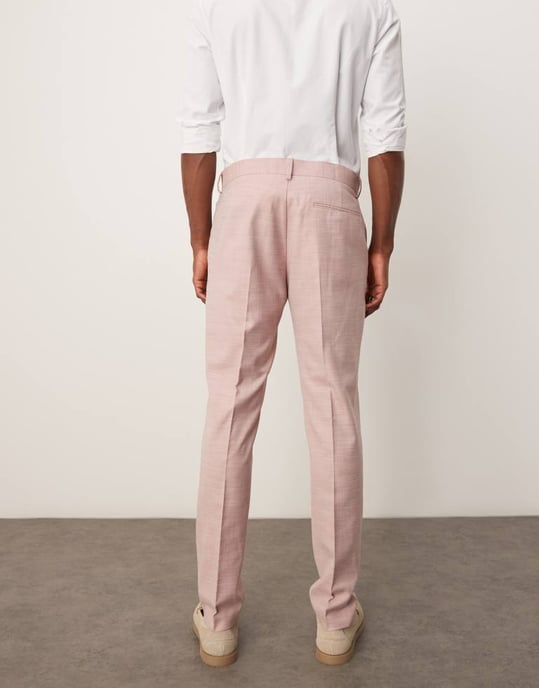 ASOS DESIGN wedding skinny suit trousers in pink texture - Image 4