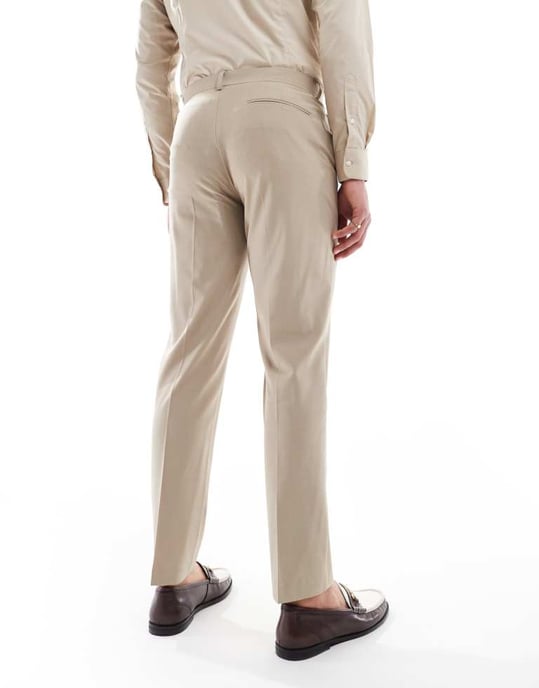 ASOS DESIGN washable slim suit trousers with lightweight worsted wool in neutral - Image 3