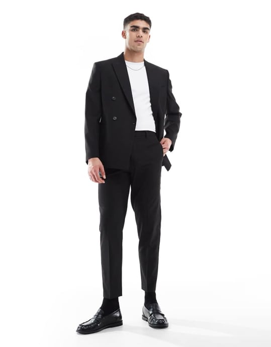 ASOS DESIGN tapered suit trousers in black - Image 1