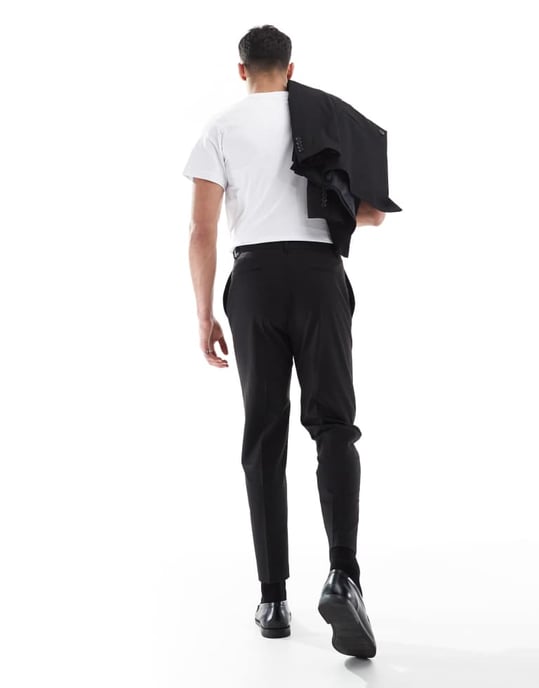 ASOS DESIGN tapered suit trousers in black - Image 3