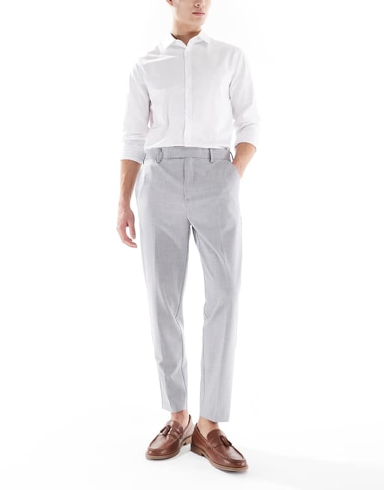 ASOS DESIGN smart tapered trousers in light grey - Image 4