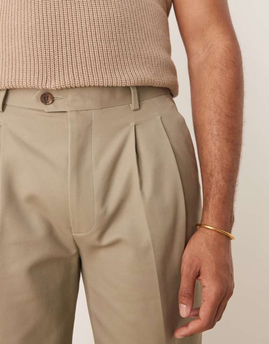 ASOS DESIGN smart oversized tapered cotton chino trousers in khaki - Image 3
