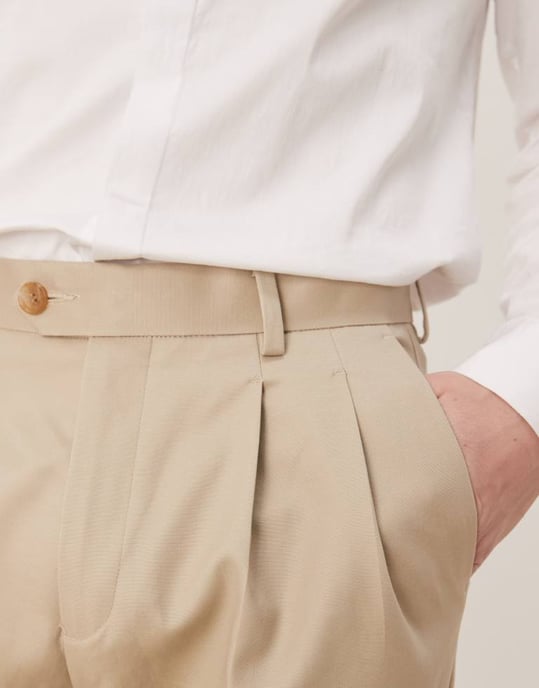 ASOS DESIGN smart tapered cotton chino trousers in camel - Image 4
