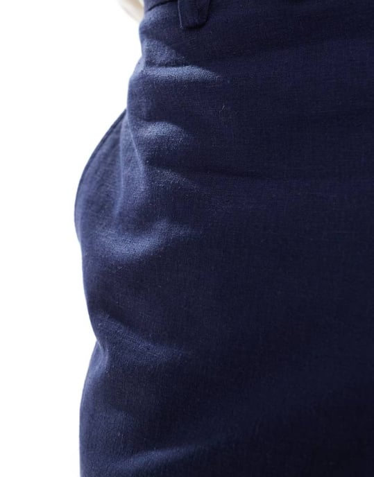 ASOS DESIGN smart tapered fit linen blend trousers in navy - Image 3