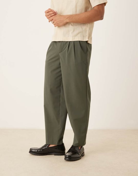 ASOS DESIGN oversized tapered trouser in green - Image 1