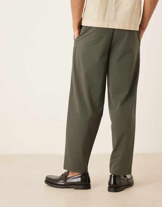 ASOS DESIGN oversized tapered trouser in green - Image 3