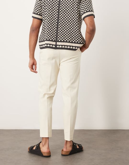 ASOS DESIGN smart tapered cotton chino trousers in white - Image 2