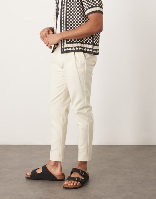ASOS DESIGN smart tapered cotton chino trousers in white - Image 4
