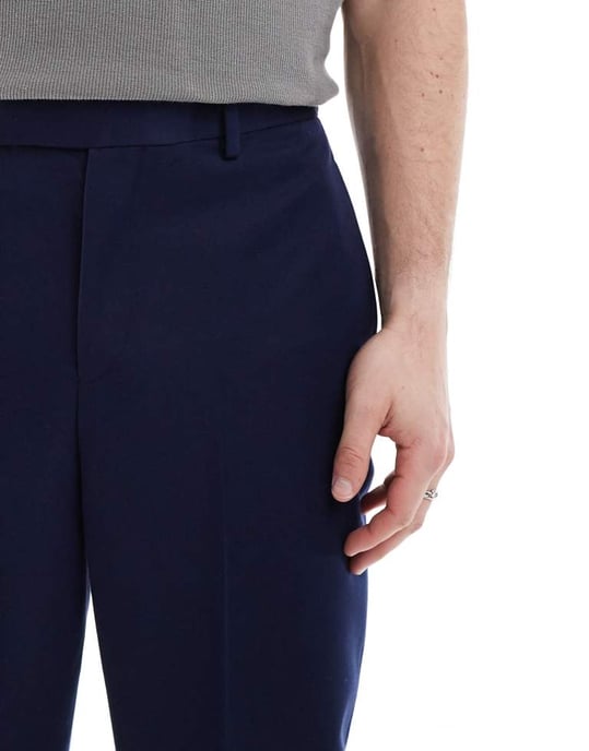 ASOS DESIGN smart relaxed tapered fit trousers in navy - Image 2