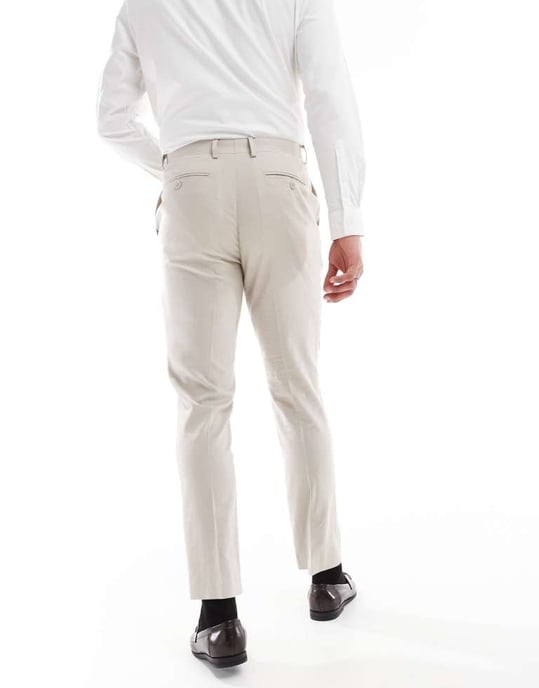 French Connection linen formal suit trousers co-ord in stone - Image 4
